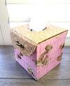 Chic Brico - Fabric Covered Tissue Box Holder, Kid's Room Decor, Pink and Brown Teddy Bears