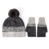 PEACH ACCESSORIES - Two Tones Hat and Gloves Matching Set in Black/Brown: Green