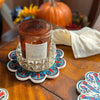 STP - Tulips on Turquaz Large Vintage Ceramic Tile Trivet
