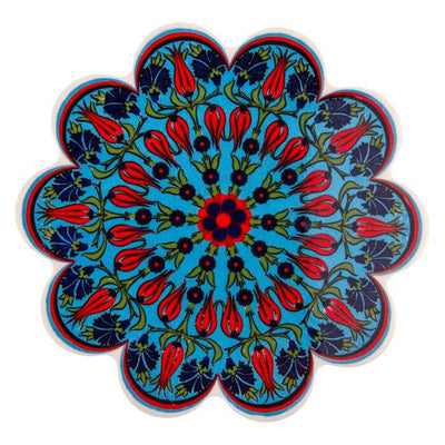STP - Tulips on Turquaz Large Vintage Ceramic Tile Trivet