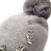 PEACH ACCESSORIES - Elegant Pompom Hat with Sparkling Jewels SD001: Silver