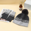 PEACH ACCESSORIES - Two Tones Hat and Gloves Matching Set in Black/Brown: Green