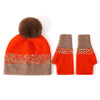PEACH ACCESSORIES - Two Tones Hat and Gloves Matching Set in Black/Brown: Green