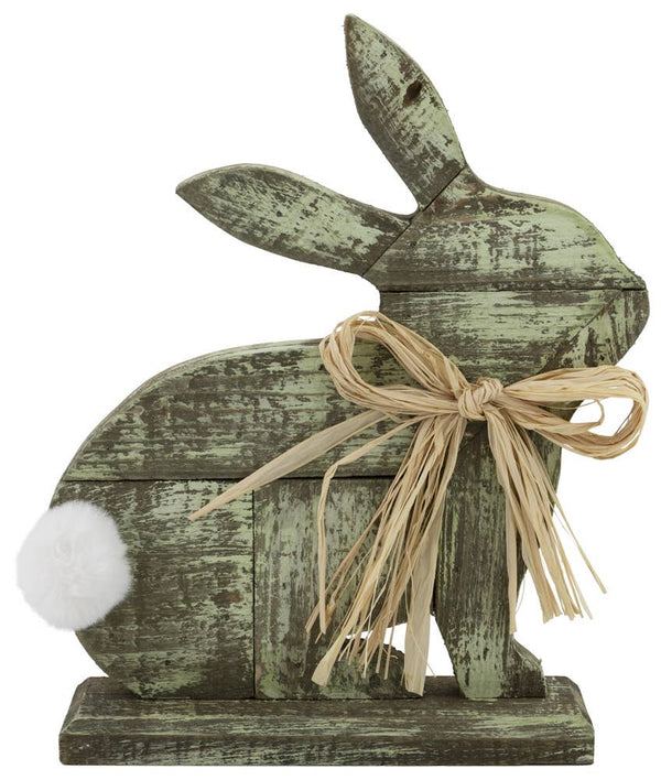 Boston International - Clover Bunny Wood Green Easter Accents