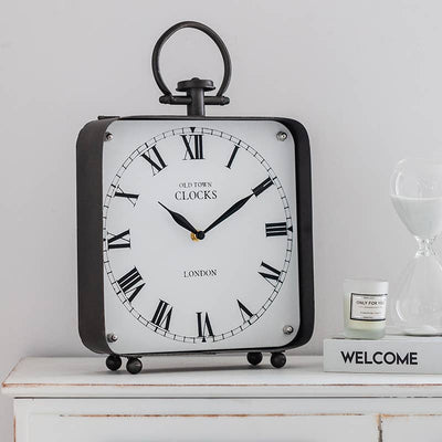Vagabond Vintage - Black Vintage Style Large Metal Table Clock