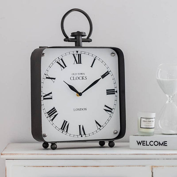 Vagabond Vintage - Black Vintage Style Large Metal Table Clock