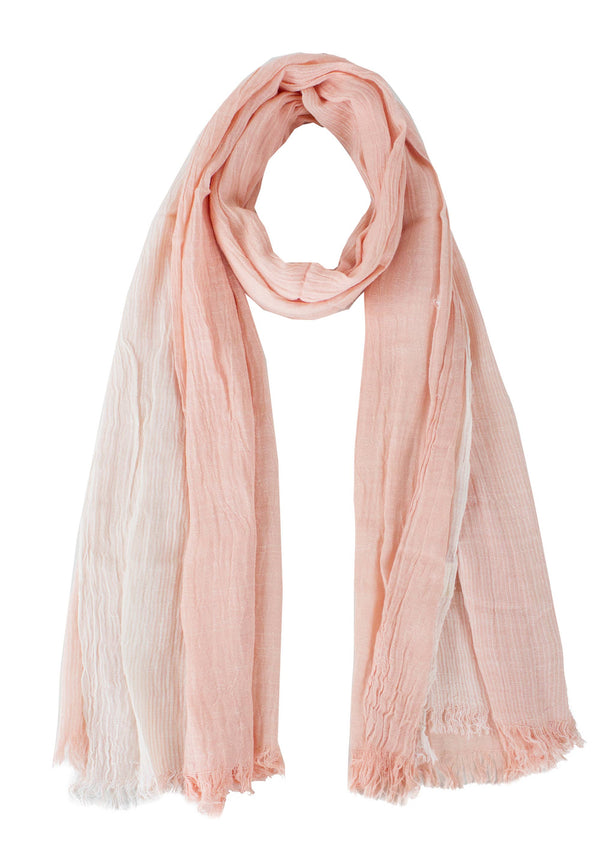 Fennco Styles - Crinkled Ombre Stripe Wrap Scarf: Coral