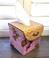Chic Brico - Fabric Covered Tissue Box Holder, Kid's Room Decor, Pink and Brown Teddy Bears