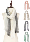 Fennco Styles - Crinkled Ombre Stripe Wrap Scarf: Beige