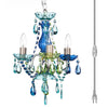 Think Brink - 3 Light Blue Green Plug-in Chandelier