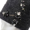 PEACH ACCESSORIES - Elegant Pompom Hat with Sparkling Jewels SD001: Silver