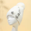 PEACH ACCESSORIES - Elegant Pompom Hat with Sparkling Jewels SD001: Silver