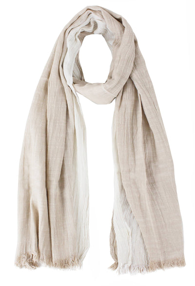 Fennco Styles - Crinkled Ombre Stripe Wrap Scarf: Beige