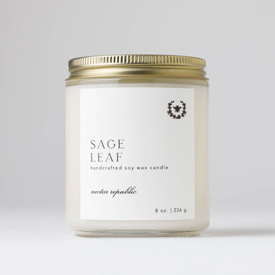 Nectar Republic - Sage Leaf : Jar Soy Candle  ( winter spring )