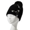 PEACH ACCESSORIES - Elegant Pompom Hat with Sparkling Jewels SD001: Silver