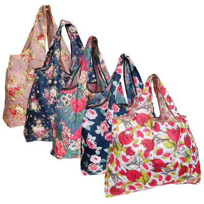 Wrapables.com - Wrapables Large Foldable Tote Nylon Reusable Grocery Bags, 5: Exotic Bloom