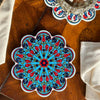 STP - Tulips on Turquaz Large Vintage Ceramic Tile Trivet
