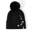 PEACH ACCESSORIES - Elegant Pompom Hat with Sparkling Jewels SD001: Silver