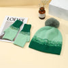 PEACH ACCESSORIES - Two Tones Hat and Gloves Matching Set in Black/Brown: Green