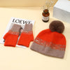 PEACH ACCESSORIES - Two Tones Hat and Gloves Matching Set in Black/Brown: Green