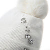 PEACH ACCESSORIES - Elegant Pompom Hat with Sparkling Jewels SD001: Silver