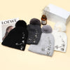 PEACH ACCESSORIES - Elegant Pompom Hat with Sparkling Jewels SD001: Silver
