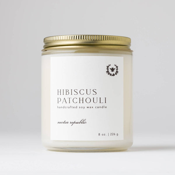 Nectar Republic - Hibiscus + Patchouli : Jar Soy Candle ( spring summer )