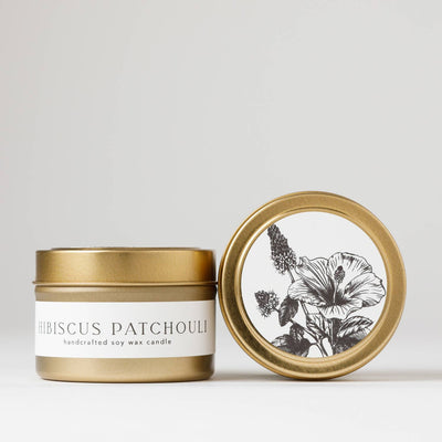 Nectar Republic - Hibiscus + Patchouli : Tin Soy Candle  ( spring summer )