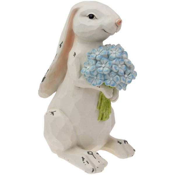 Boston International - 10" Nibbles Bunny With Blue Hydrangea Easter