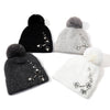 PEACH ACCESSORIES - Elegant Pompom Hat with Sparkling Jewels SD001: Silver