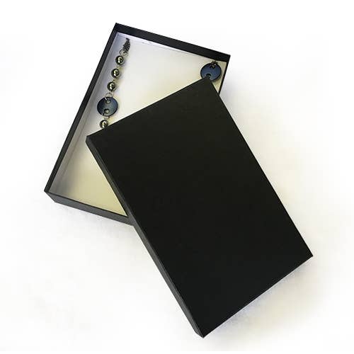 Zakka - Large Black Paper Jewelry Box Necklace Earring  9"x6"x 2"H