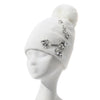 PEACH ACCESSORIES - Elegant Pompom Hat with Sparkling Jewels SD001: Silver