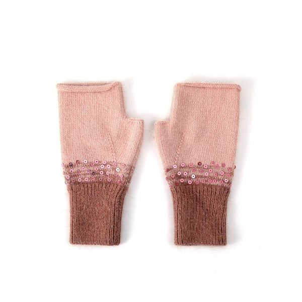 PEACH ACCESSORIES -  Two Tones Sequins Gloves: Orange