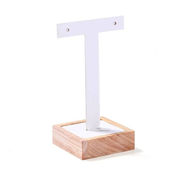 Zakka - Earring T Stand With A Base Leather Velvet Jewelry Display: Black Leather