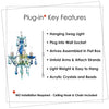 Think Brink - 3 Light Blue Green Plug-in Chandelier
