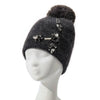 PEACH ACCESSORIES - Elegant Pompom Hat with Sparkling Jewels SD001: Silver