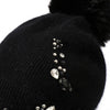 PEACH ACCESSORIES - Elegant Pompom Hat with Sparkling Jewels SD001: Silver