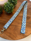 The Lanyard Boutique - Blue and Purple Tulips Fabric Lanyard: Swivel Clasp, Short