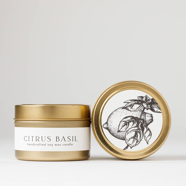 Nectar Republic - Citrus Basil : Tin Soy Candle ( spring fresh )