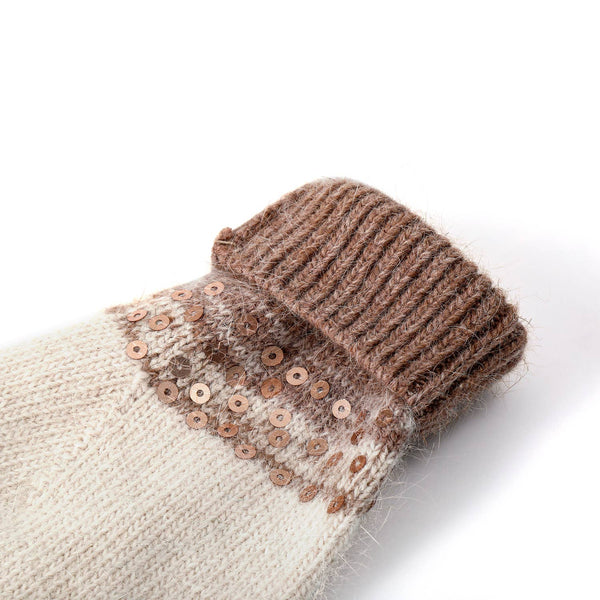 PEACH ACCESSORIES -  Two Tones Sequins Gloves: Pink