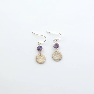 Monague Indigenous Crafts & Gifts - Steorra Birch Bark Earrings - Purple Druzy