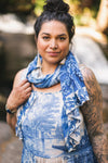 Market of Stars - Let The Light In Bohemian Scarf w/ Blue Delft Toile Print
