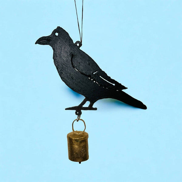 Whimsies - Crow wind chime raven bell Garden recycling cute metal gifts
