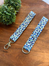 The Lanyard Boutique - Blue and Purple Tulips Fabric Lanyard: Swivel Clasp, Short