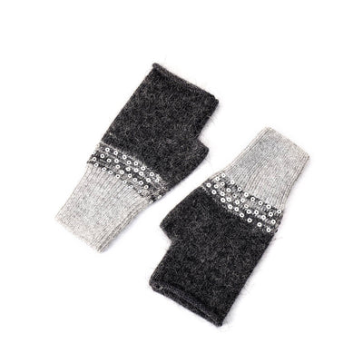 PEACH ACCESSORIES -  Two Tones Sequins Gloves: Blue