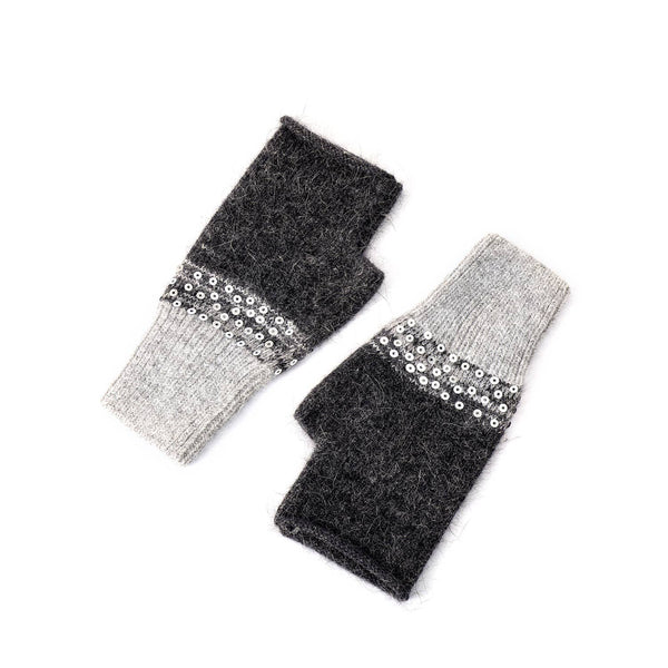 PEACH ACCESSORIES -  Two Tones Sequins Gloves: Blue