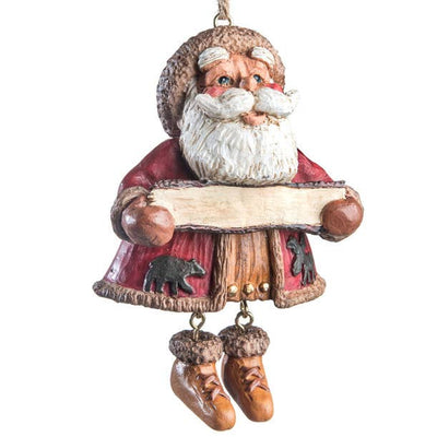 J Devlin Glass Art & Bert Anderson Collection - Personalize Woodland Santa Ornament Resort | Bac 206