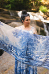 Market of Stars - Let The Light In Bohemian Scarf w/ Blue Delft Toile Print