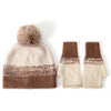 PEACH ACCESSORIES - Two Tones Hat and Gloves Matching Set in Black/Brown: Green