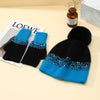 PEACH ACCESSORIES - Two Tones Hat and Gloves Matching Set in Black/Brown: Green